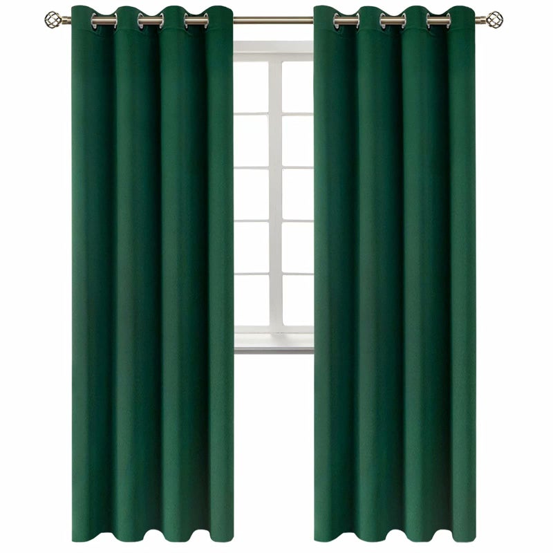 BGment Christmas Blackout Curtains - Grommet Thermal Insulated Room Darkening Bedroom and Living Room Curtains, Set of 2 Decorative Curtain Panels (52 x 84 Inch, Emerald Green) - Image 1